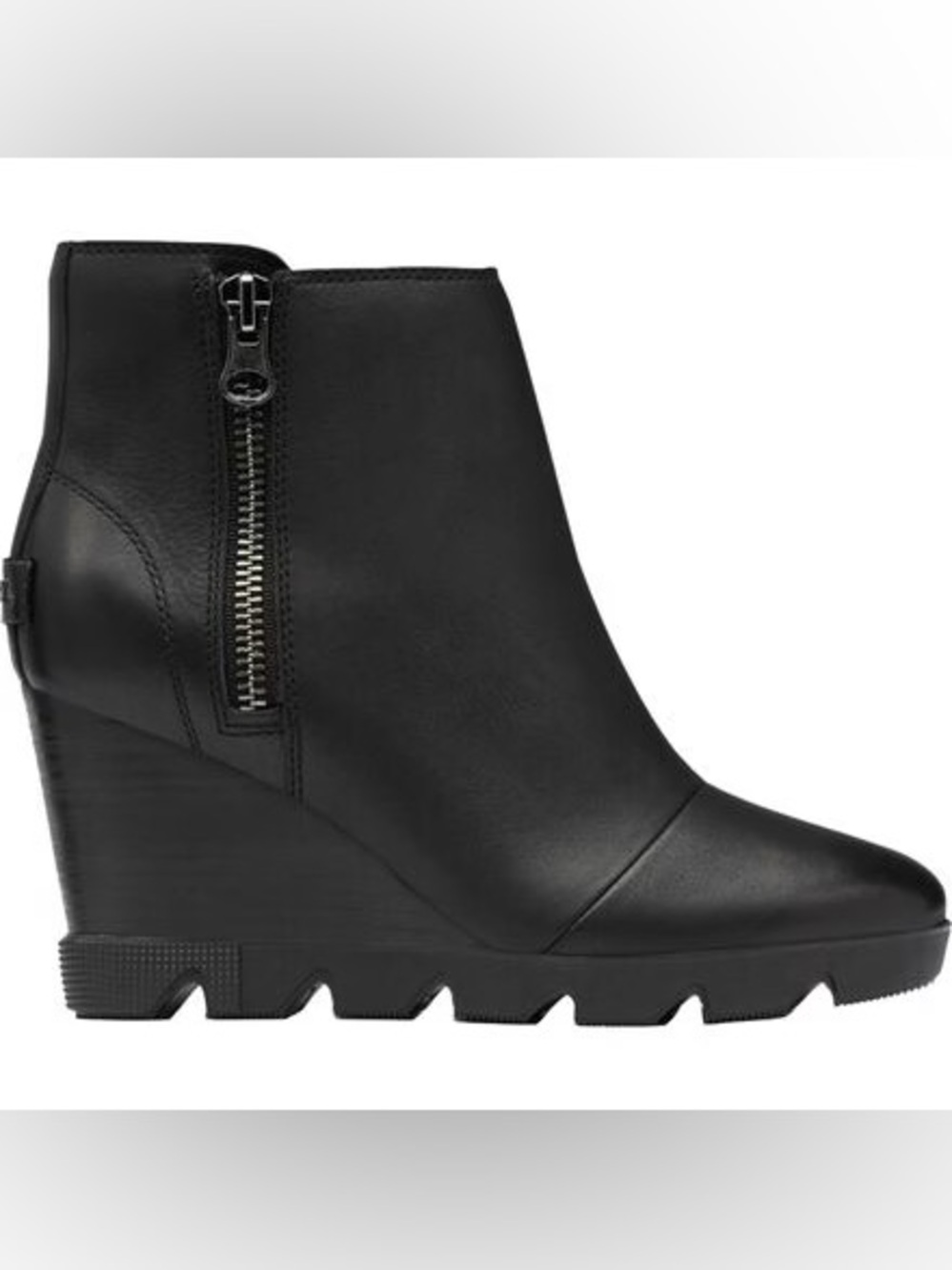 Sorel Joan Uptown Zip Bootie Leather Wedge Ankle Boot size 11 Black